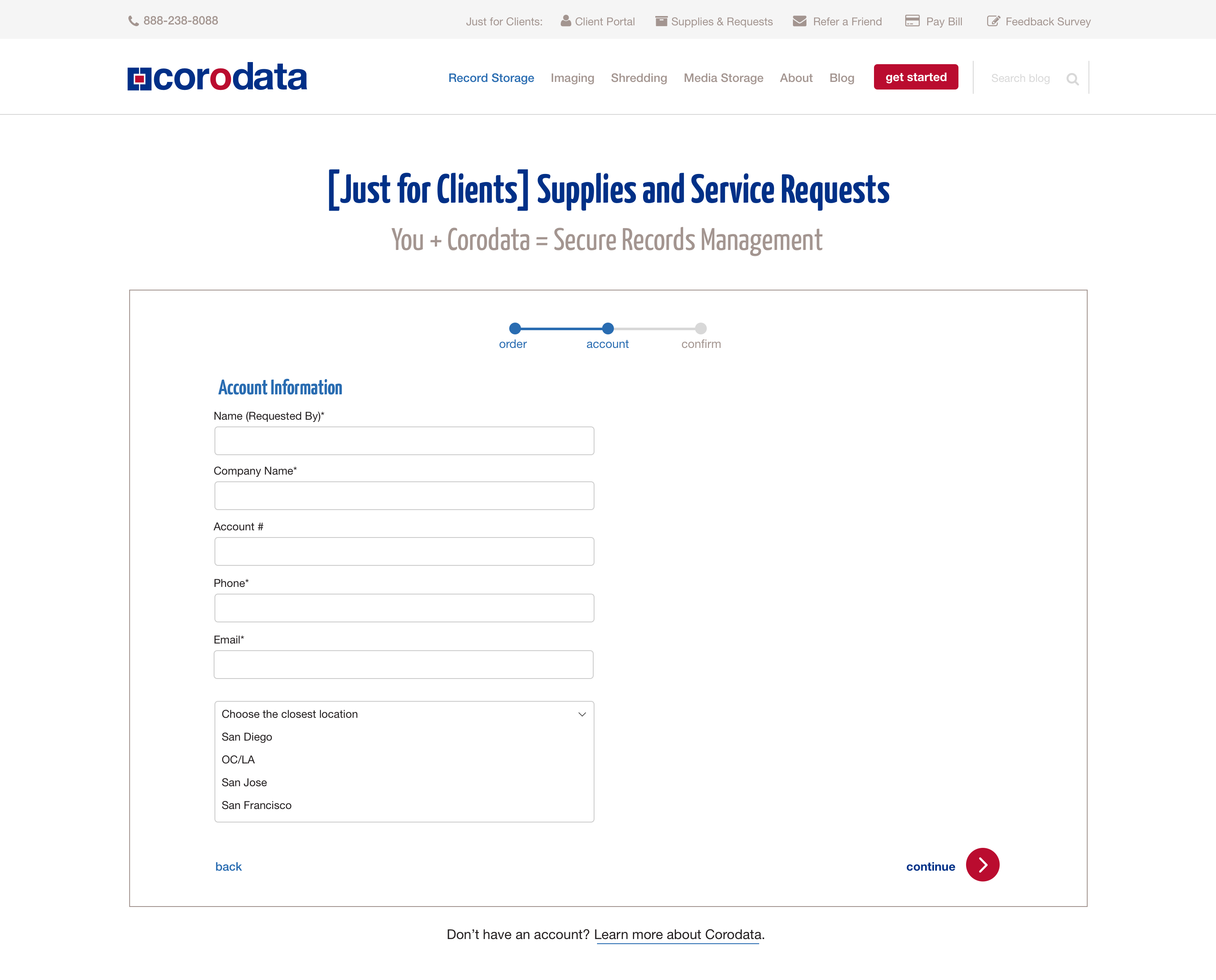 Supplies and services info form - step 2