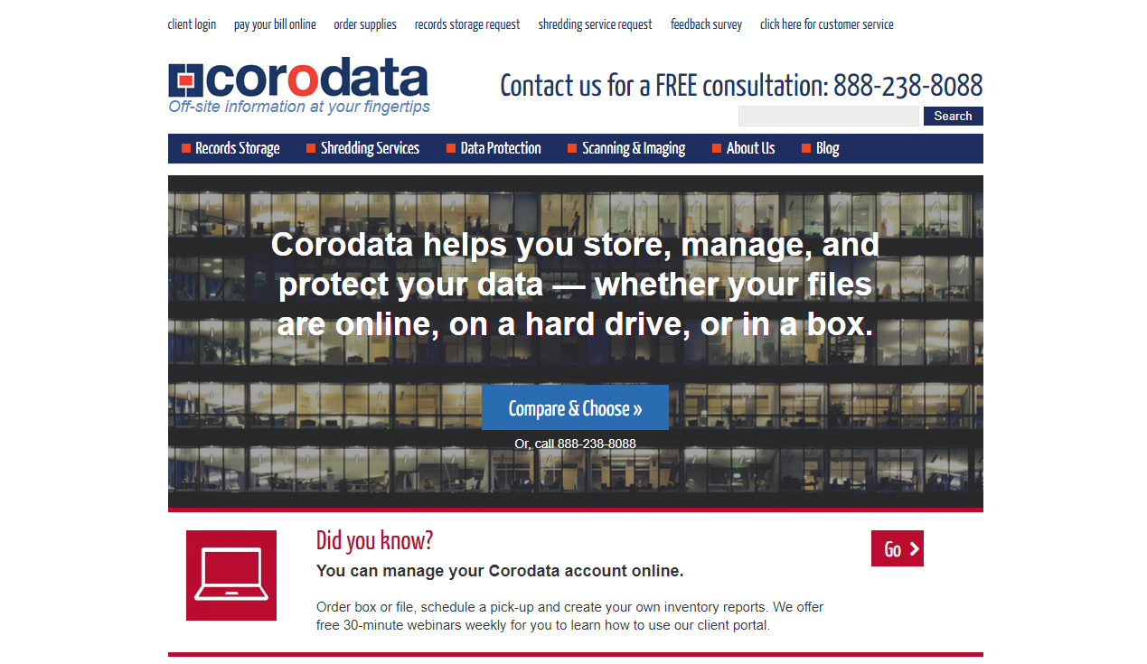 Old Corodata website