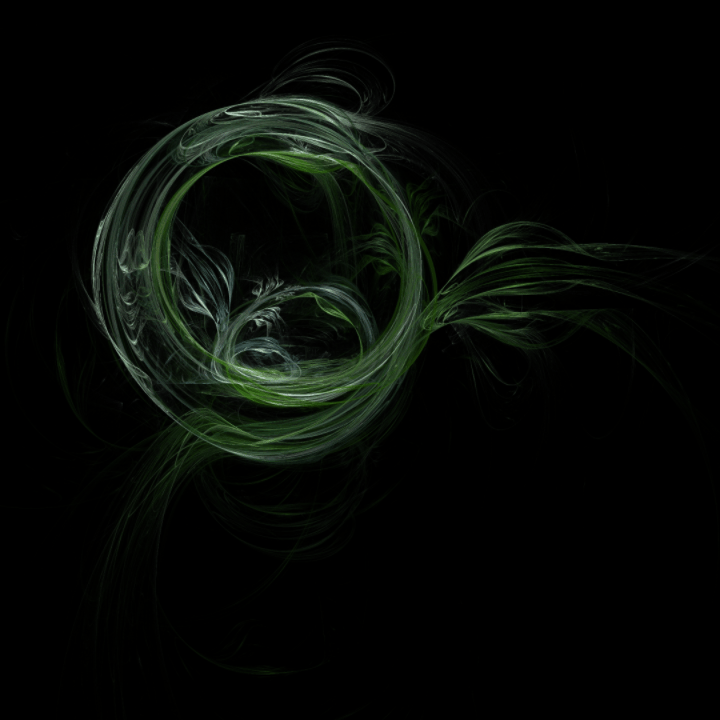 Moving abstract green and white fractal on black background.