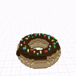 Spinning voxel wearable of a donut with chocolate glaze and sprinkles.