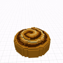 Spinning voxel wearable of a cinnamon roll.