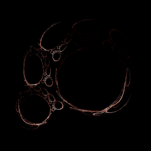 Abstract light and dark brown fractal on black background. One of a four part series.